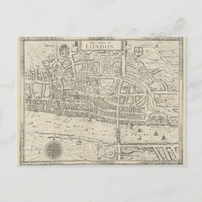 Vintage map city of London postcard (Front)