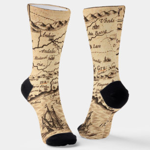 Vintage Map Crew Socks
