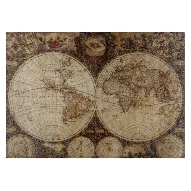 Vintage Map Cutting Board (Front)