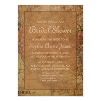 Vintage Map Destination Bridal Shower Invitation