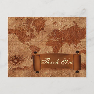 vintage map destination wedding ThankYou Cards