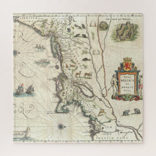 Vintage Map Dutch & English Colonies North America Jigsaw Puzzle