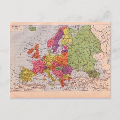 Vintage map  Europe circa 1920 Postcard