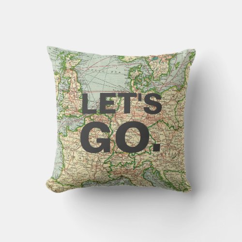 Vintage Map Europe Pillow Custom Quote Throw Pillow