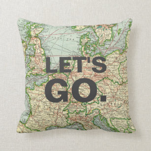 Vintage Map Europe Pillow, Custom Quote Throw Pillow