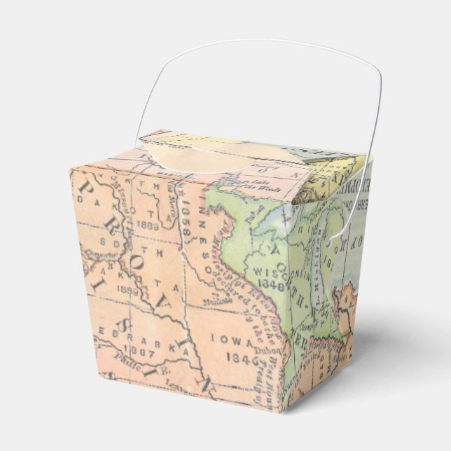 Vintage Map Favor Boxes (Front Side)