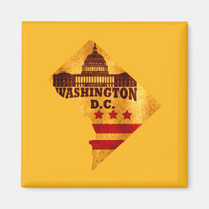Vintage Map Flag Washington DC Magnet