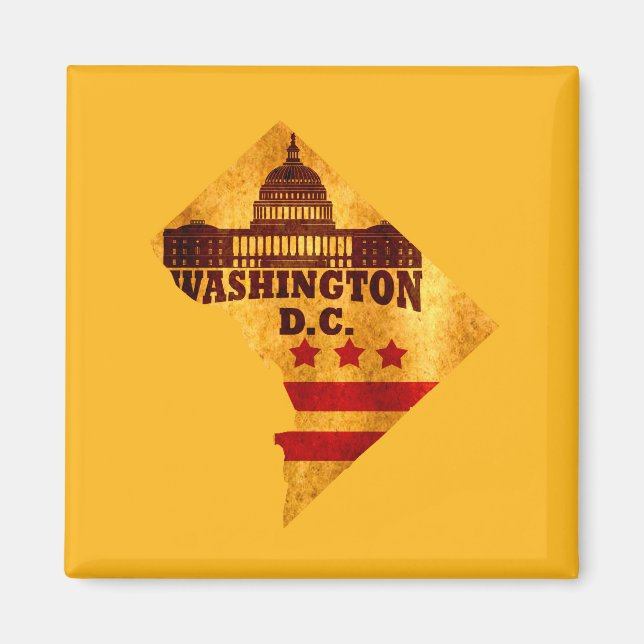 Vintage Map Flag Washington DC Magnet (Front)