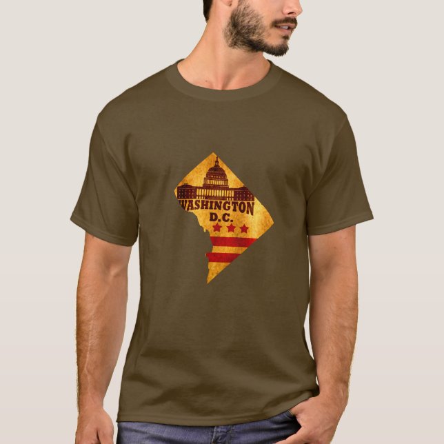 Vintage Map Flag Washington DC  T-Shirt (Front)