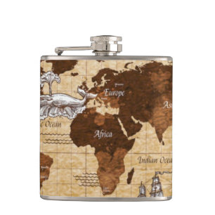 Vintage Map Flask