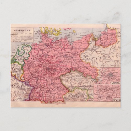 Vintage map   Germany circa 1920 Postcard
