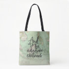 Vintage map graduation adventure script tote bag