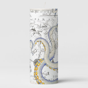 Vintage Map Grunge Tentacles Pillar Candle
