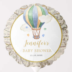 Vintage Map Hot Air Balloon Baby Shower Balloon
