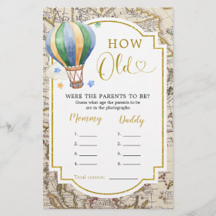 Vintage Map Hot Air Balloon How Old Parents