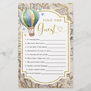 Vintage Map Hot Air Balloon Shower Find The Guest