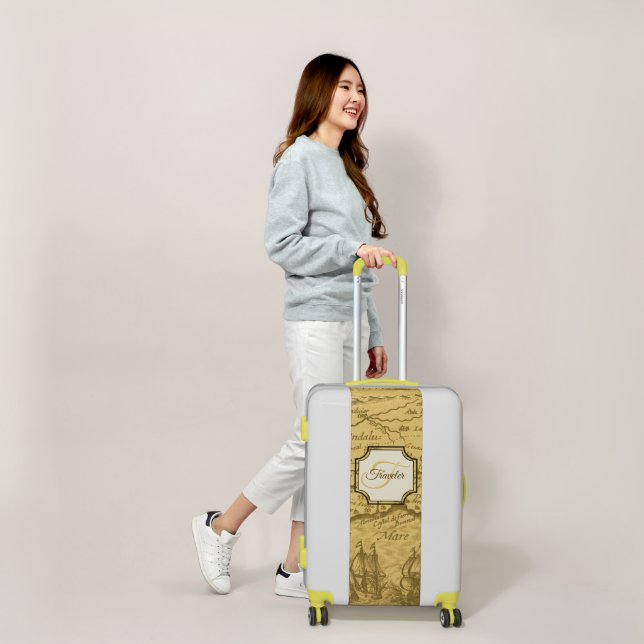 Vintage Map | Initial Letter Monogram and Name Luggage (Scale)