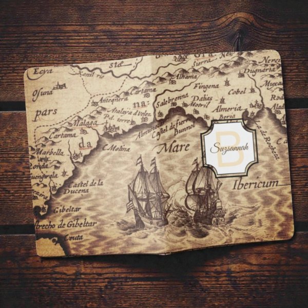 Vintage Map Initial Letter Monogram Name Custom