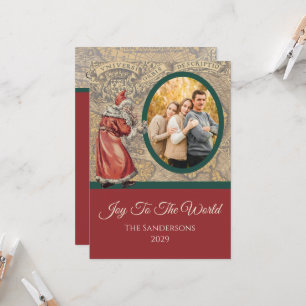 Vintage Map Joy to the World Santa Claus