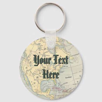 Vintage Map Keychain by Customizables at Zazzle