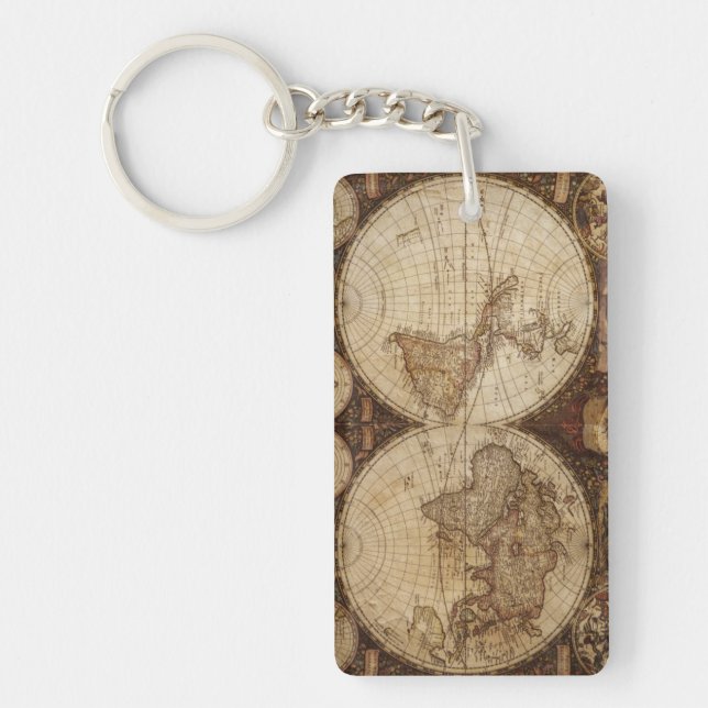 Vintage Map Keychain (Front)