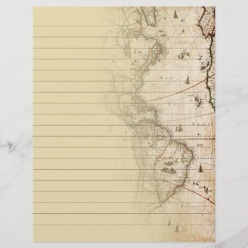 Vintage Map Lined Scrapbook Writing Paper