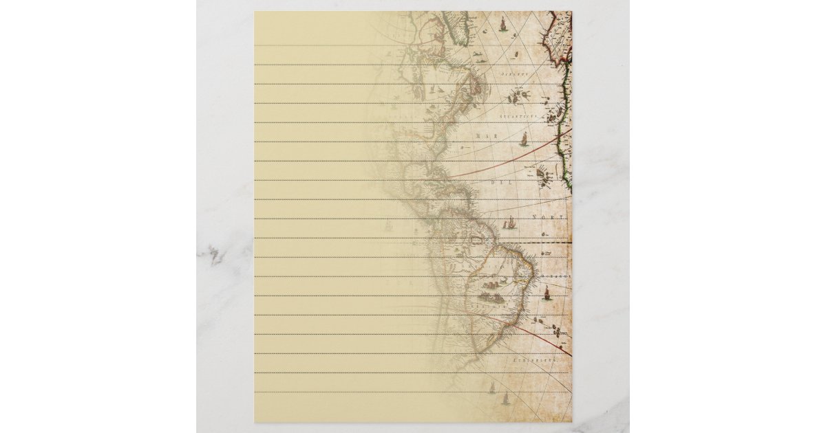 Vintage Map Lined Writing Paper | Zazzle.com