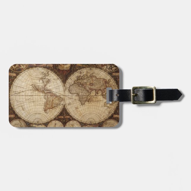 Vintage Map Luggage Tag (Front Horizontal)