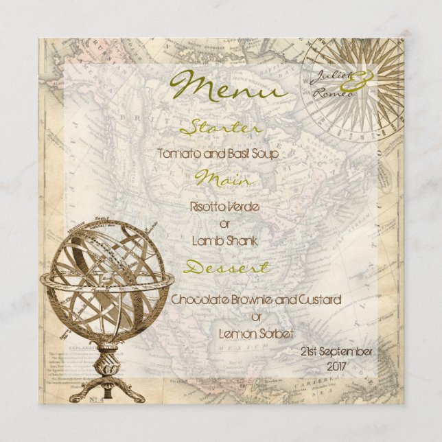 Vintage Map Menu (Front)