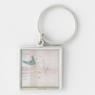 Vintage Map Nantucket Massachusetts Keychain