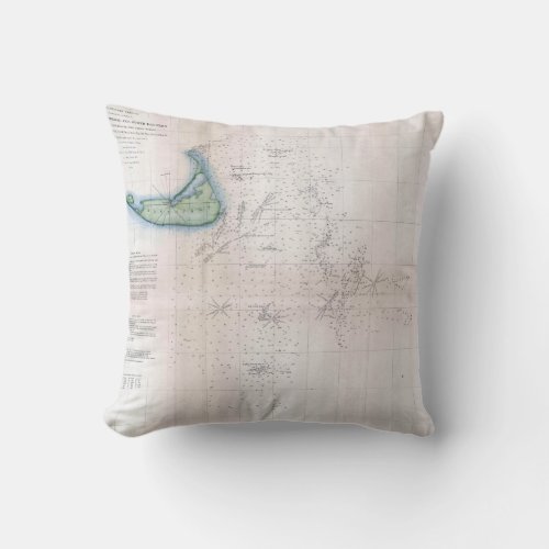 Vintage Map Nantucket Massachusetts Throw Pillow