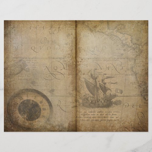 Vintage Map Nautical Journal Scrapbook Paper