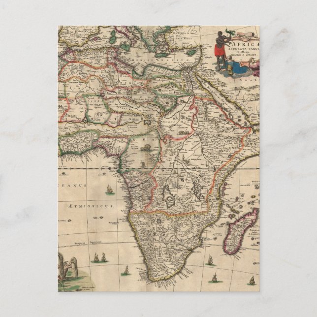 Vintage Map of Africa (1689) Postcard (Front)
