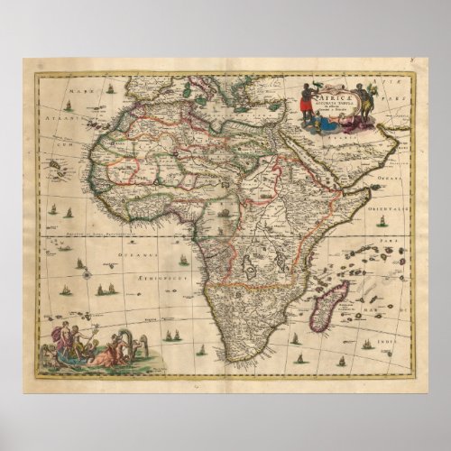 Vintage Map of Africa 1689 Poster