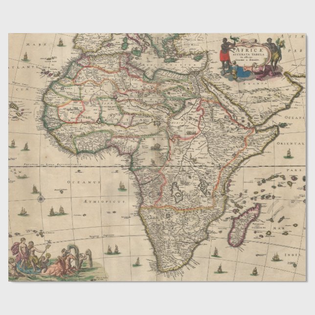 Vintage Map of Africa (1689) Wrapping Paper (Flat)