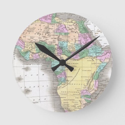 Vintage Map of Africa 1827 Round Clock