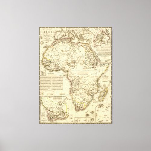 Vintage Map of Africa 1828 Canvas Print