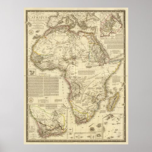 Vintage Map of Africa 1828 Poster