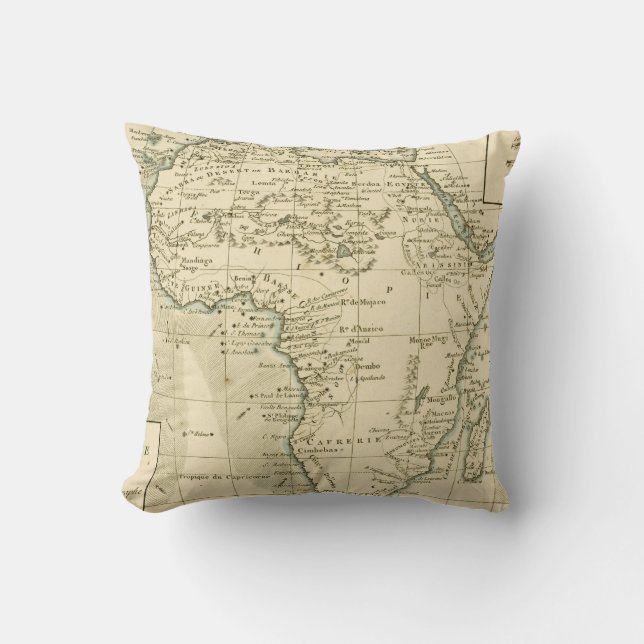 Vintage Map of Africa Throw Pillow (Front)