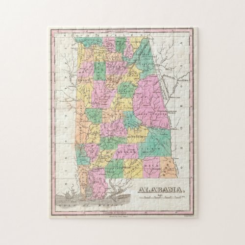 Vintage Map of Alabama 1827 Jigsaw Puzzle