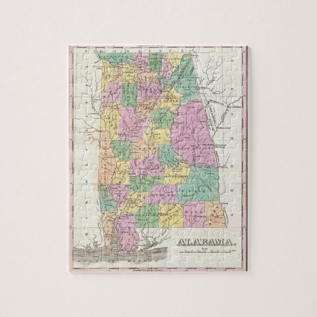 Vintage Map of Alabama (1827) Jigsaw Puzzle (Vertical)