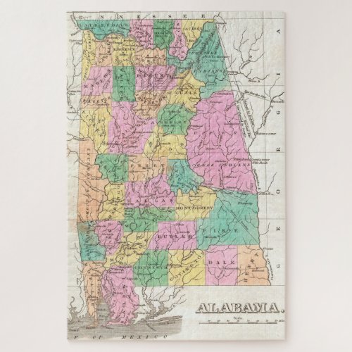 Vintage Map of Alabama 1827 Jigsaw Puzzle