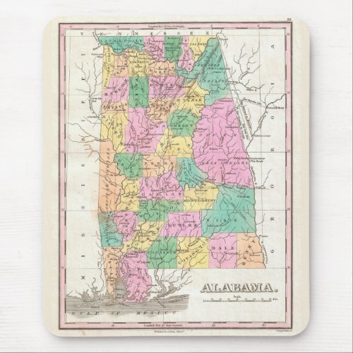 Vintage Map of Alabama 1827 Mouse Pad