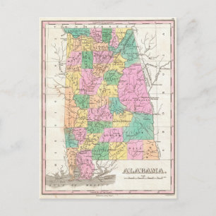 Vintage Map of Alabama (1827) Postcard