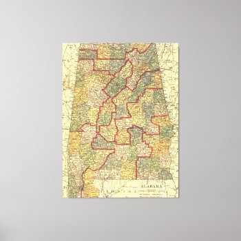 Vintage Map Of Alabama (1911) Canvas Print by Alleycatshirts at Zazzle