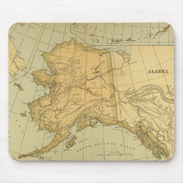 Vintage Map of Alaska (1894) Mouse Pad (Front)