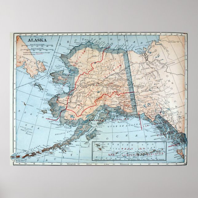 Vintage Map of Alaska (1921) Poster (Front)