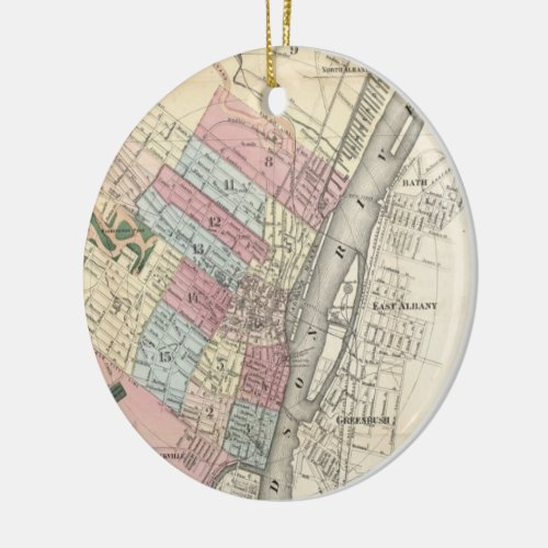 Vintage Map of Albany NY 1874 Ceramic Ornament