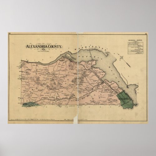 Vintage Map of Alexandria County Virginia 1878 Poster