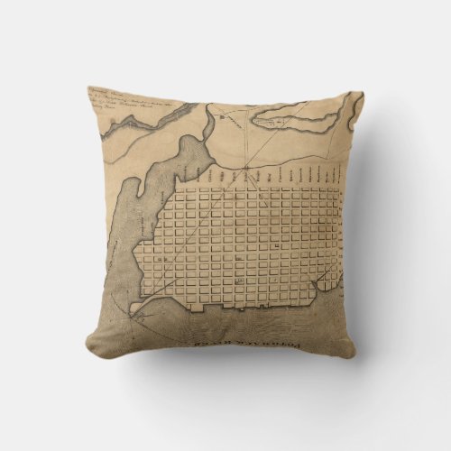 Vintage Map of Alexandria Virginia 1798 Throw Pillow